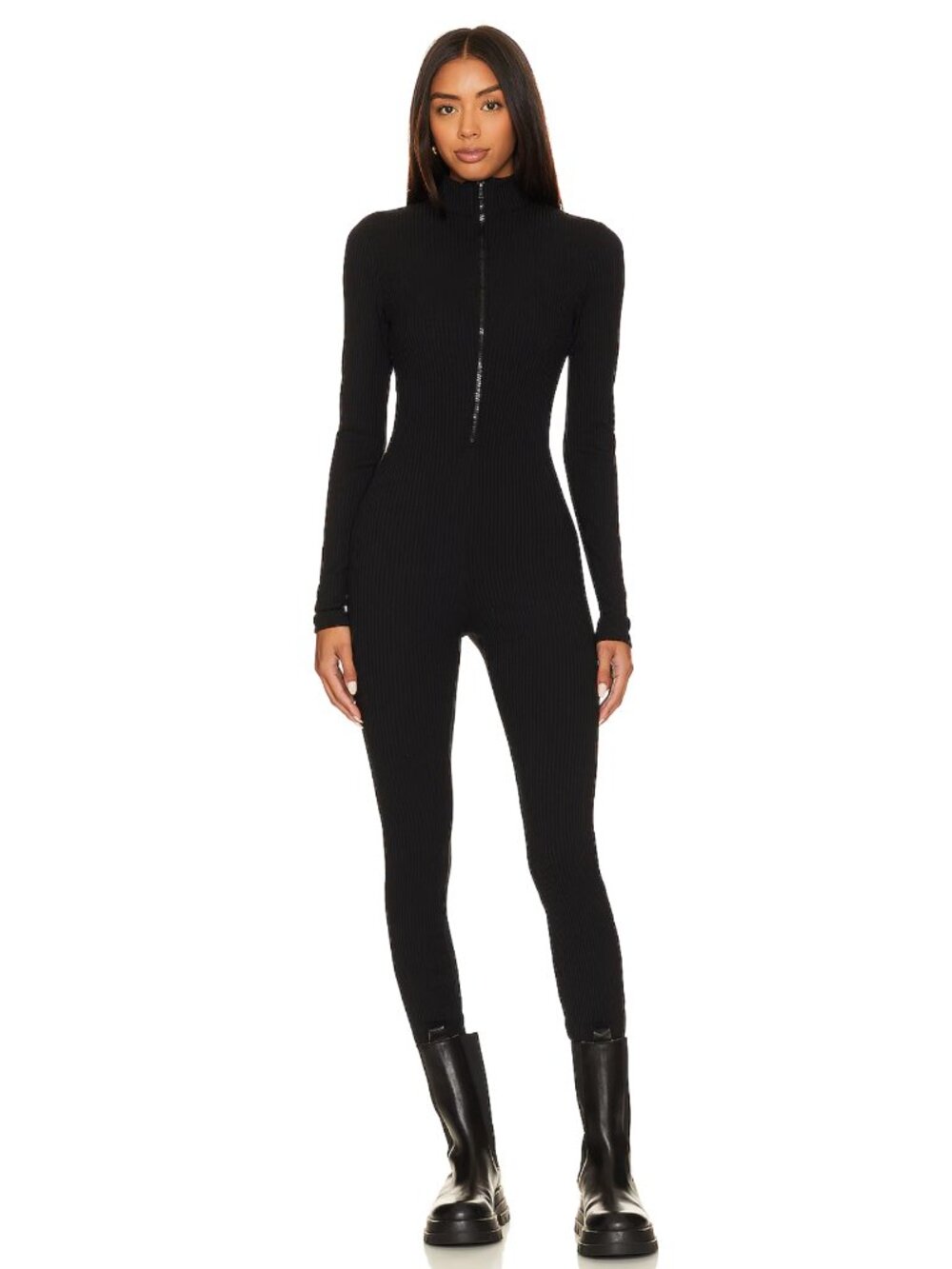 Show Me Your Mumu Lodge Onesie in Winter Rib Black Long Sleeve Ski Jumpsuit XS